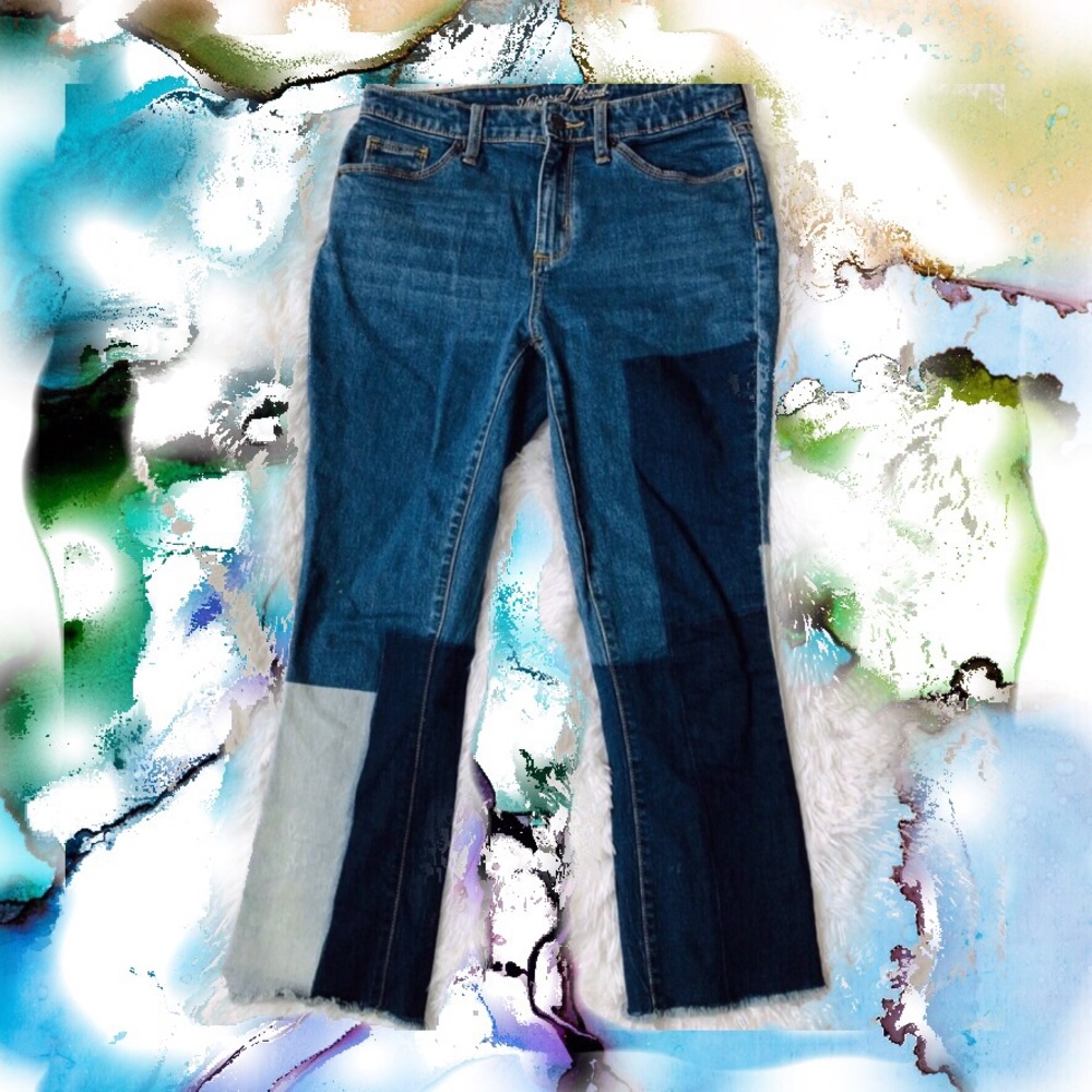 ✨Patch work ankle 👖crop kick, boot cut jeans✨